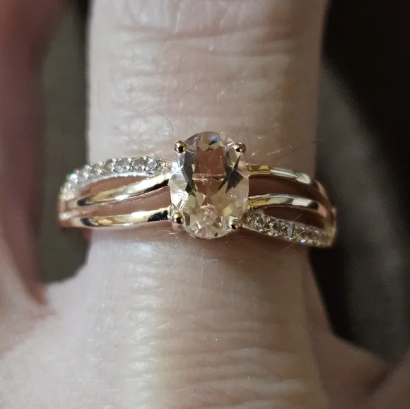 Morganite & White Zircon Ring 18k Rose Gold over 925 Size 6! - Picture 5 of 8